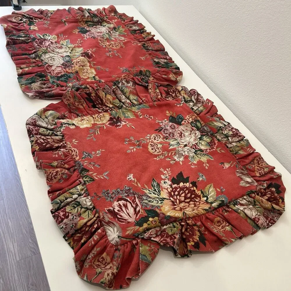 Vintage Ralph Lauren AYLESBURY Euro Shams Cotton Barkcloth ~ Set of 2 16” X 17”